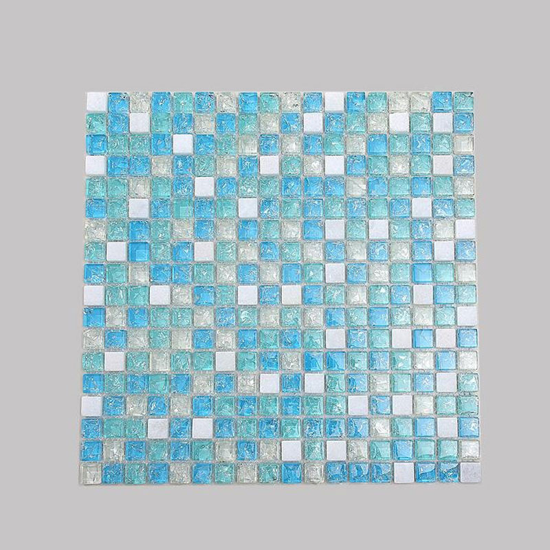 蓝色晶玻璃马赛克拼图 地中海风格